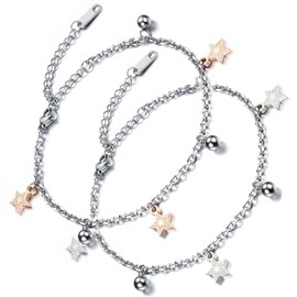 Aroncent 2-string bracelet, infinity bracelet, women's, partner link bracelet, adjustable anklet, stainless steel bangles, silver, Stainless Steel