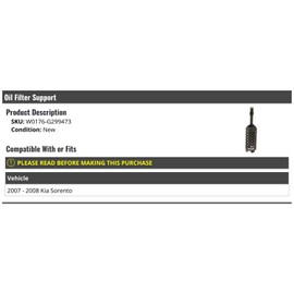 Oil Filter Support - Compatible with 2007-2008 Kia Sorento