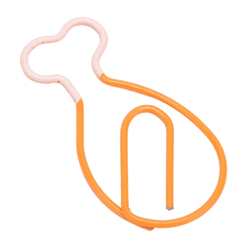 100Pcs Metal Paperclips Cute Chicken Leg Shape Electroplating Rustproof Portable