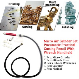 DASNTERED Air Micro Grinder, Pneumatic Pencil Die Grinder Kit, Micro Air Grinder Set Pneumatic Practical Cutting Pencil With Wrench Handheld(Micro Grinder)
