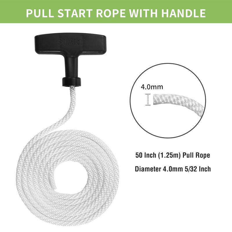 2-Pack Pull Cord 3.9 ft with Recoil Starter Handle, 4.0mm