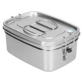 Lunch Box, 2 Tier Stainless Steel Food Container Metal Lunch Box for Adults School Work Large Lunchbox Leakproof Lunch Containers(Silver)
