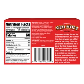 Red Hots Cinnamon Flavored Candy, Back to School Candy, 5.5 Ounce Movie Theater Candy Box (Pack of 12)