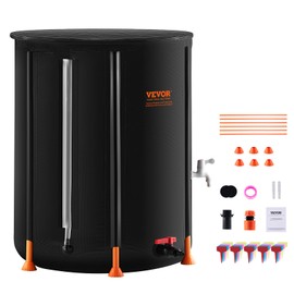 VEVOR Collapsible Rain Barrel, 53 Gallon/201 L Portable Rain Water Collection Barrel, PVC Rainwater Collection System with Spigots and Overflow Kit, Water Barrel for Garden Water Catcher