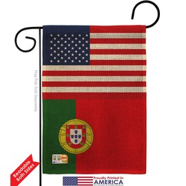 Portugal US Friendship Burlap Burlap Garden Flag Set Wood Dowel Regional USA American Alliance World Country Particular Area Small Decorative Gift Yard House Banner Double-Sided Made In 13 X 18.5