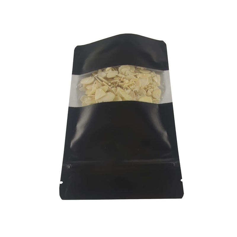 Jamo Solutions Black Kraft Paper Window Stand Up Pouch -
