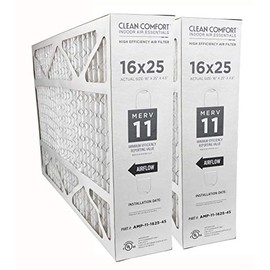 Clean Comfort AMP-11-1625-45 (2-Pack) - 16" x 25" x 4.5" Media Air Filter, MERV 11