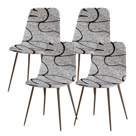 Lydevo Chair Covers, Set of 4, Dining Room Stretch Chair Covers for Dining Room Chairs, Universal, Washable Cover, Scandinavian Chair Cover for Kitchen Chairs, Hotel, Banquet, Grey Flower