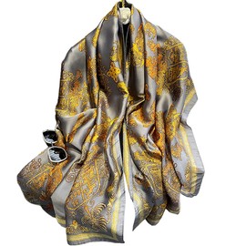 MAIRY Silk Scarf for Women Fashion Long Satin Lightweight Large Shawl Wrap Floral Printed All Season Scarf - 180035