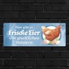 Fresh Eggs of Happy Chickens Metal Sign L in 10.5