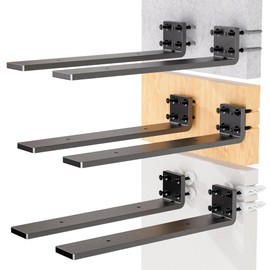 HOZE Heavy Duty Metal Shelf Brackets 10-Inch, Set of 6, Modern Black Matte Finish, 1/5" Thick Steel, Easy-to-Install, Strong Support for Shelves, Versatile & Stylish (10 Inch - 6 Pack)