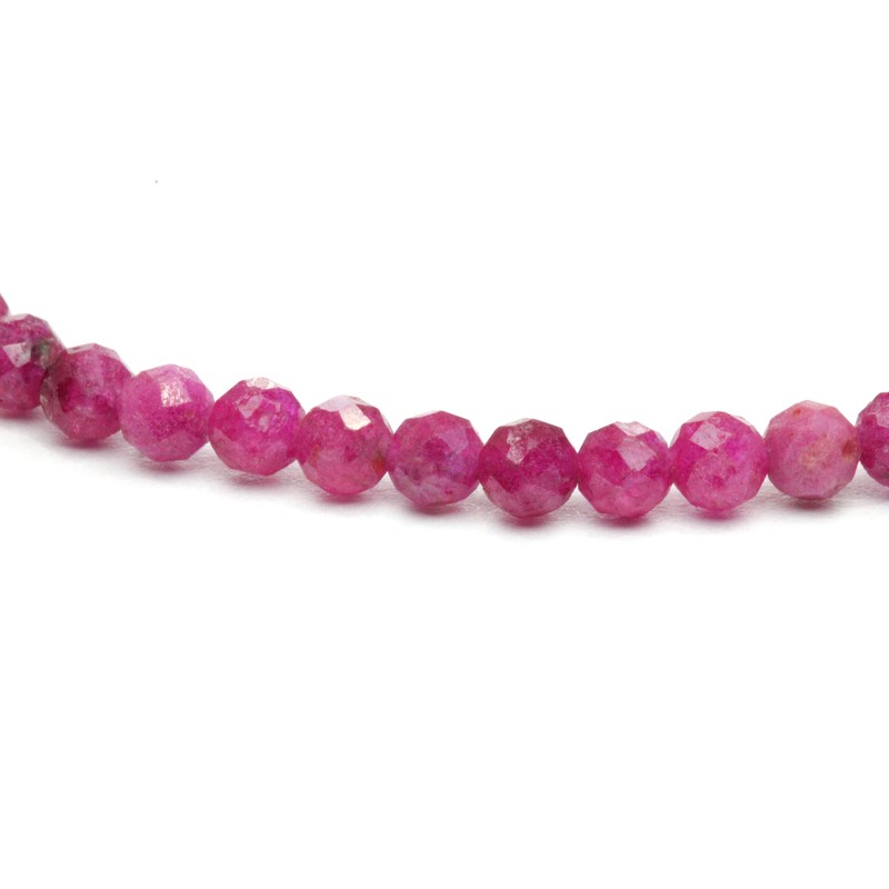 Echtes Rubin Edelstein Armband mit facettierten 3mm Perlen - verschiedene