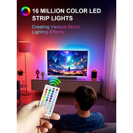HEXJOSGL LED Light for TV, 9.84ft LED Strip Light for 32-45 Inch TV, RGB TV Backlight Behind, Music Sync Bluetooth APP & Remote Control, 5V USB Powered Strip Light for Living Room/Bedroom