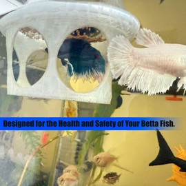 HOZOE Floating Betta Fish Hideaway, Aquarium Suspended Resting Spot, Feeder for Small Fish and Shrimp, 3D Printed, Decorative Floating Cave Accessory for Aquariums. (Translucent Color)