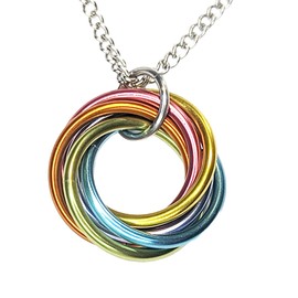 Mobii Necklaces (Multicolor) Pendant Combos, Fidget Infinity Loop Forever Spiral Jewelry (Stainless Steel 14in, Pastel Rainbow, Medium)