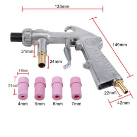AMTOVL Sand Blasting Guns Sandblaster + 4Pcs Ceramic Nozzles + Extra Iron Nozzle Tip Set