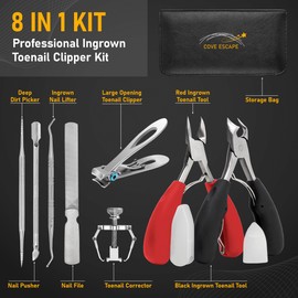 Toenail Clippers for Seniors Thick Toenails- Heavy Duty Podiatrist Ingrown Toe Nail Cutter for Men, Professional & Adults - Easy Grip Handle Stainless Steel (Large, 8, Count)