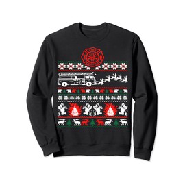 Firefighter Ugly Christmas Sweater Funny Fireman Fire Truck Sweatshirt