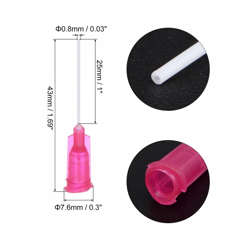 uxcell 20 Pcs 25G Plastic Dispensing Needles, 1" PP Glue