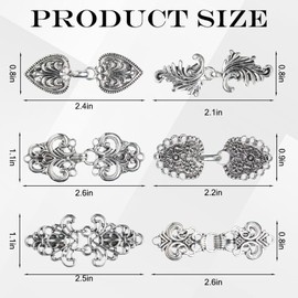 6Pcs Vintage Shirt Clip Sweater Clips for Dress Cinch Cape Cardigans Sweater Shawl Collar Clasp Dress Shirt Brooch Clip for Women