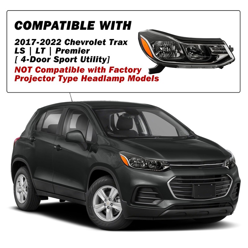 SOCKIR Headlight Assembly Fit for 2017-2022 Chevy TRAX w/o LED