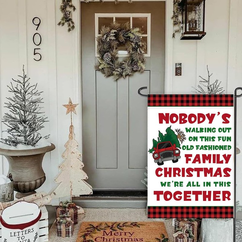 Funny Christmas Garden Flag Happy Xmas Banner Double Sided Winter