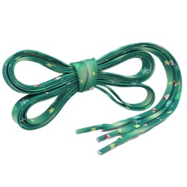 WEGOODZF Flat Shoe Laces Christmas: Green Snowflakes Print Shoelaces 55 inch - Pack of 2 Pair