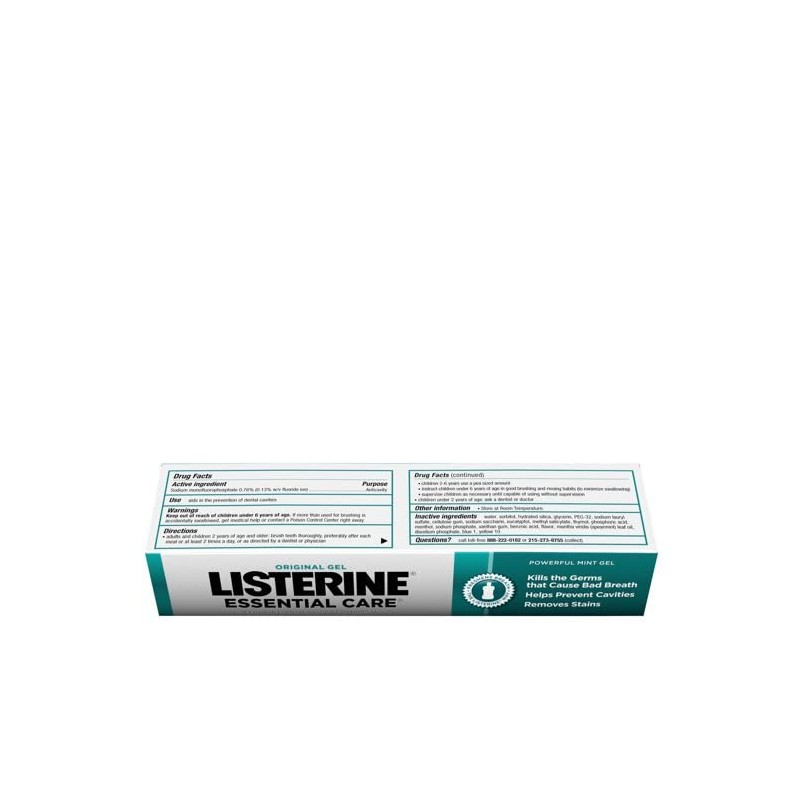 Listerine Essential Care Fluoride Toothpaste Gel-Mint, 4.2 Ounce (Pack of