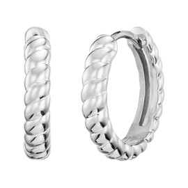Julie Julsen Women's Jewellery Earrings / Creole Earrings Made of Rhodium-Plated 925 Sterling Silver, Silver Hoops as a Gift for Women and Girls for Birthday, Anniversary, Wedding Anniversary,