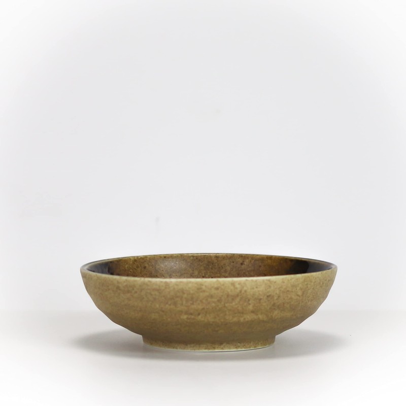 Sushisushi Glazed Stone Bowl Dark/Mid Brown 150×48mm (Japanese Made)