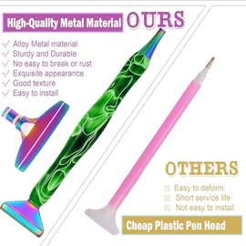 Heyseri 14PCS Diamond Painting Pen Ergonomic Diamond Art Pen with Exquisite Stainless Steel Metal Tips, Comfort Grip and Faster Drilling(Green)