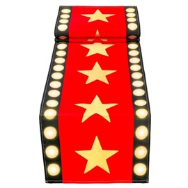 13 x 72 Inch Movie Night Table Runner with Gold Star Design - Red Carpet Decoration for Birthday Party Supplies（red）