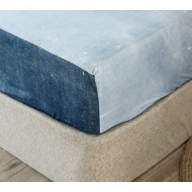 Chickwin Fitted Sheet, 180 x 200 cm, Mattress Protector, Blue Topper Fitted Sheet for Box Spring Bed, 100% Microfibre, Soft, Suitable for Mattress Depth up to 25-30 cm