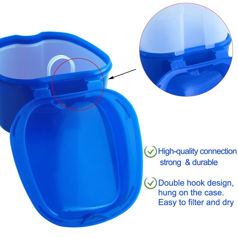 2 Pack Denture Bath Case Dental False Teeth Holder with