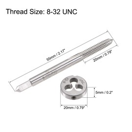 uxcell 8-32 UNC Tap and Die Set, HSS Machine Thread Tap with Round Threading Die, Right Hand