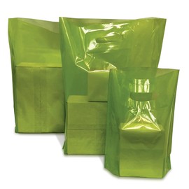 JeeJaan® 50 Pcs of Apple Green Plastic Carrier Bags 10"x12"+4" - Strong Patch Handle Bags Ideal for Boutiques Clothes, Jewellery, Gifts, Retail and Shopping