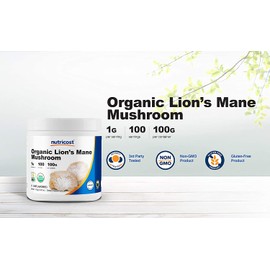 Nutricost Organic Lion's Mane Mushroom Powder 100 Grams - Certified USDA Organic
