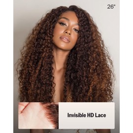 Megalook Highlight Ombre Lace Front Wigs Human Hair 13x4 HD Lace Front Wig Human Hair Pre Plucked with Baby Hair 210% Density Deep Wave Wig Human Hair for Black Women 22 Inch 4P30