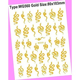 Black & White Snake Rose Heart Love Arrow Moon Stars 3D Nail Sticker Wg560 Gold for Nails Design Nail Art Stickers Decals Supplies Manicure Tips Sticker Colorful for Nail Decorations