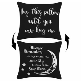 Sufamb Hug This Pillow Until You Can Hug Me Reversible Decor Throw Pillow Case Decor for Home Bedroom, 20'' x 20'' Black Pillow case,Gift Wife,Husband,Wedding Anniversary,Long Distance Relationship