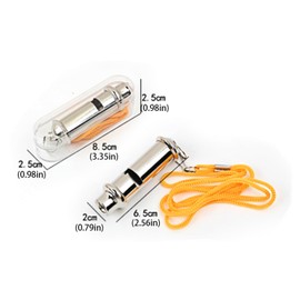 XMHBG Whistle, 2 Pcs Metal Police Whistle with Lanyard Security Bobby Style Super Loud Emergency for Hike Climb Camp Outdoor, Silver