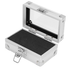 Pomya Nail Drill Bit Holder Storage Box, Multi Hole Nail Drill Bits Stand Displayer with Transparent Cover, Nail Bits Organizers Container (Silver)