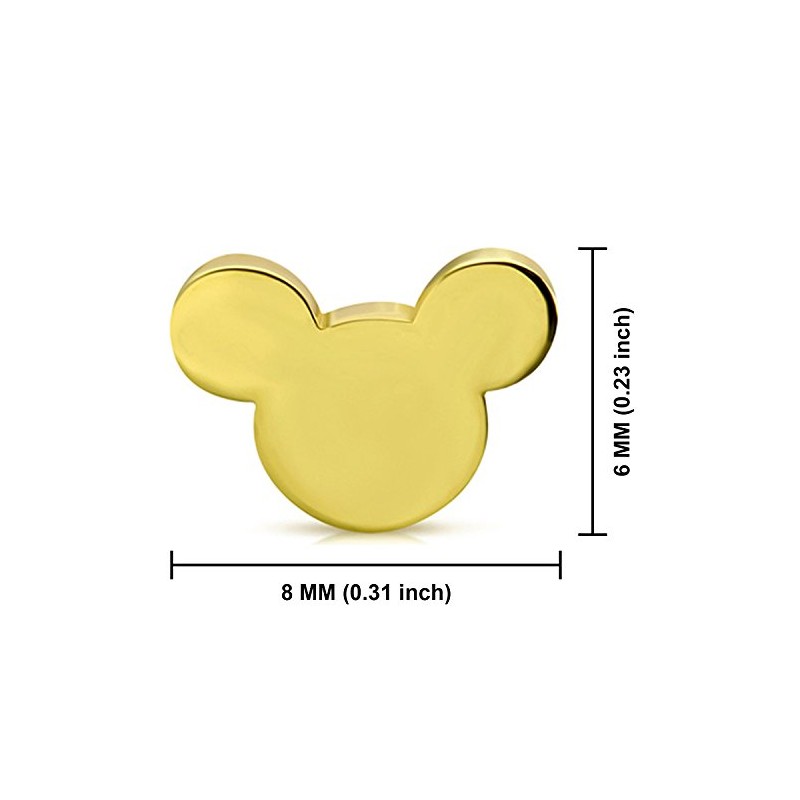 Gold Plated Stainless Steel Tiny Mouse Silhouette Button Stud Post