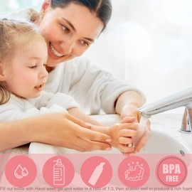 Lil Ray Botella de Espuma Rosa de 2 onzas con Bomba Rosa (12 Unidades), dispensadores de Espuma de Viaje vacíos para jabón de Manos, champú de pestañas