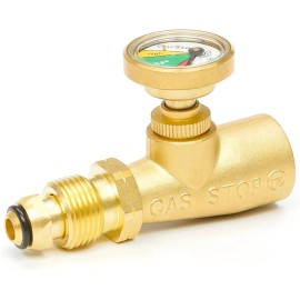 Unbranded GasStop - Propane Gas Bottle Gauge with Emergency Shut-Off - Colour Coded Pressu