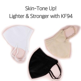CHARMZONE New Tone Up Fit Black Label Light KF94 Face Mask, 25 Pack – Lightweight 3-Layer Structure, Skin Tone Enhancing, White/Black/Cream Beige, M/L Sizes, Made in Korea (Large)
