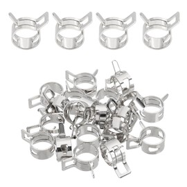 PATIKIL Spring Band Hose Clamps, 20 Pcs for 14-15.5mm OD 0.5"(13mm) ID Manganese Steel Spring Clip Pipe for Fuel Line Silicone Vacuum Air Hose Tube Water Pipe, Silver