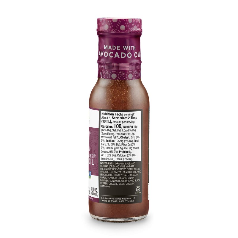 Primal Kitchen Italian Dressing, Balsamic Vinaigrette, and Greek Dressing &