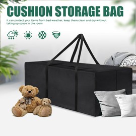 2 Pack Patio Cushion Storage Bag, 68 Inches Waterproof Storage Bag for Outdoor Funiture Cushion Extra Large Outdoor Cushions Storage Bag with Zippers and Handles