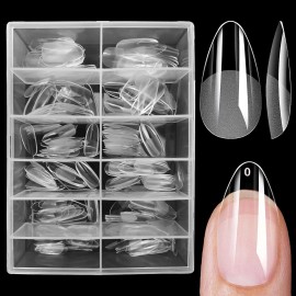 LoveOurHome 240pc Medium Almond Fake Nail Tips 1 Fl Oz (Pack of 1), Clear